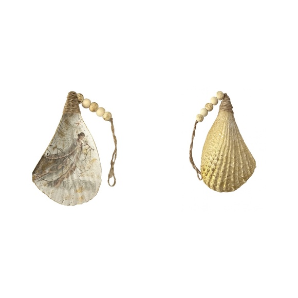 Angel Pen Shell Ornament | Gold Back & Gilded Edges - Picture 3 of 4